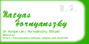matyas hornyanszky business card