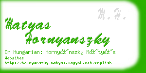 matyas hornyanszky business card